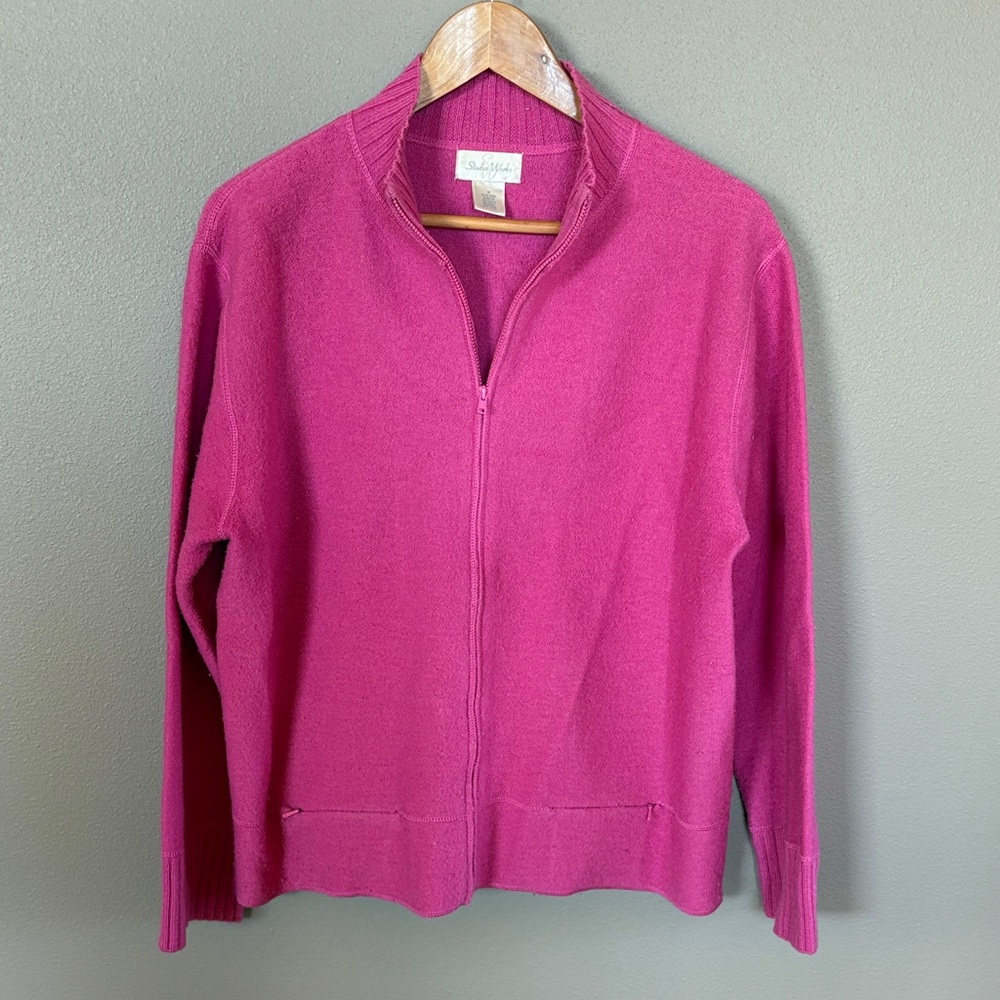 Studio Works Vibrant Pink Zip Cardigan